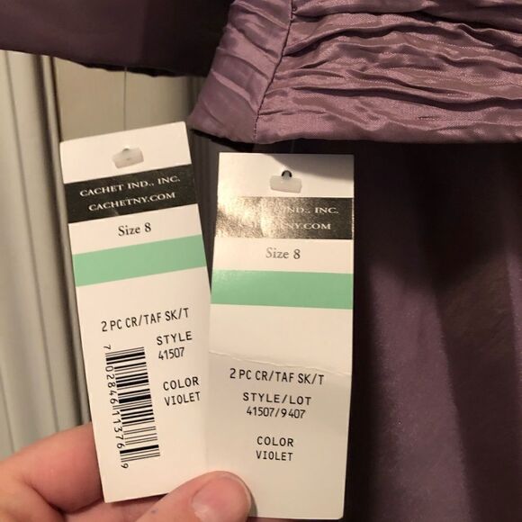 NWT 90’s Cachet metallic violet / lavender  skirt & jacket -   size 8 TALL - Picture 5 of 12